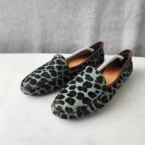 Patricia Green Shoes Womens Size 9.5 Jillian Driving Moccasin Leopard Calfhair